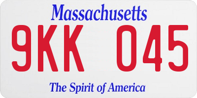 MA license plate 9KK045