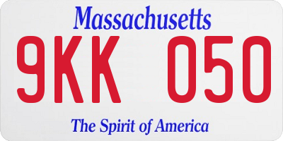 MA license plate 9KK050
