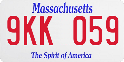 MA license plate 9KK059