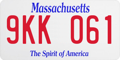 MA license plate 9KK061