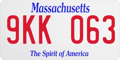 MA license plate 9KK063