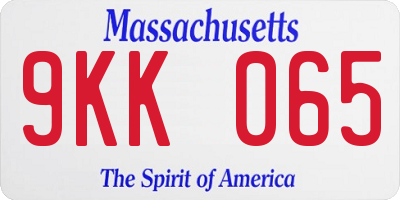 MA license plate 9KK065