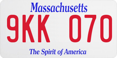 MA license plate 9KK070