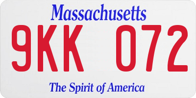 MA license plate 9KK072