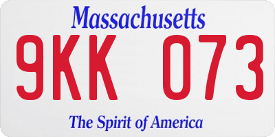 MA license plate 9KK073