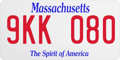 MA license plate 9KK080