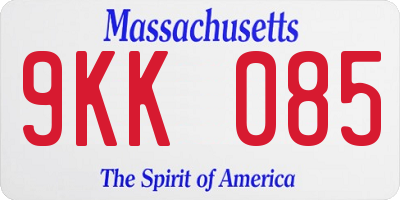 MA license plate 9KK085
