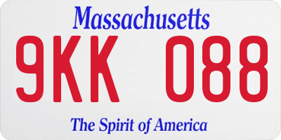 MA license plate 9KK088