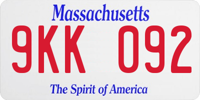 MA license plate 9KK092