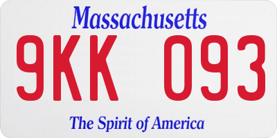 MA license plate 9KK093