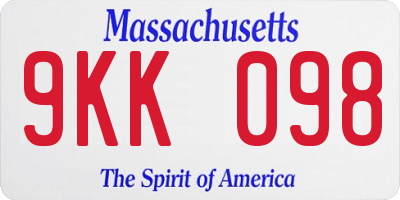 MA license plate 9KK098