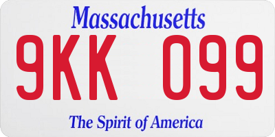 MA license plate 9KK099