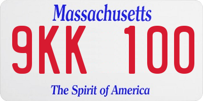 MA license plate 9KK100