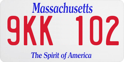 MA license plate 9KK102