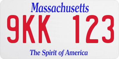 MA license plate 9KK123
