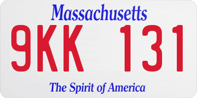 MA license plate 9KK131