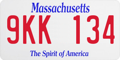 MA license plate 9KK134