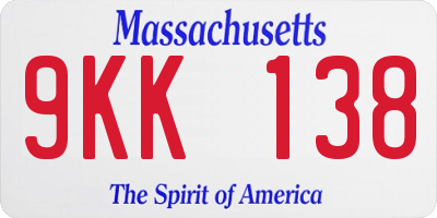 MA license plate 9KK138