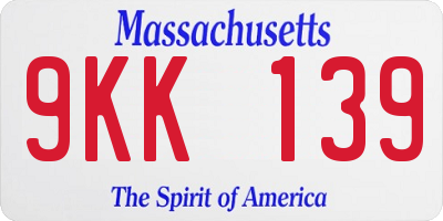 MA license plate 9KK139