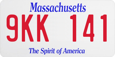 MA license plate 9KK141