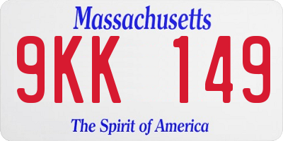 MA license plate 9KK149