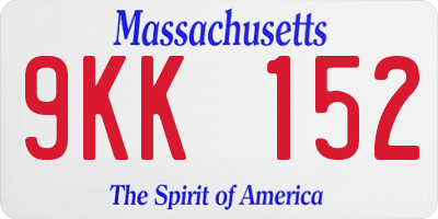 MA license plate 9KK152