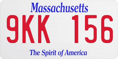 MA license plate 9KK156