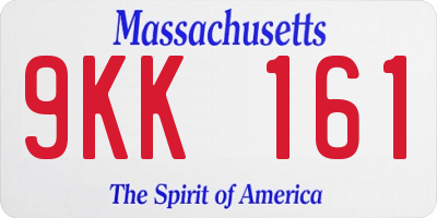 MA license plate 9KK161