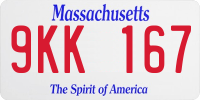 MA license plate 9KK167