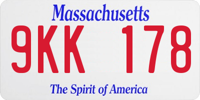 MA license plate 9KK178