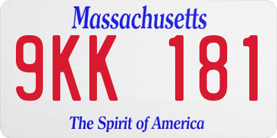 MA license plate 9KK181