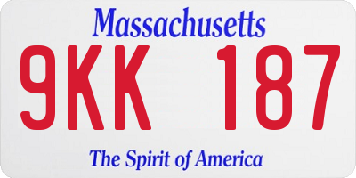 MA license plate 9KK187