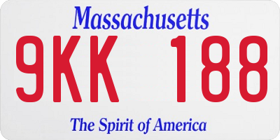 MA license plate 9KK188