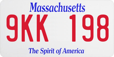 MA license plate 9KK198