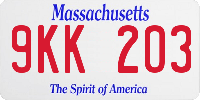 MA license plate 9KK203