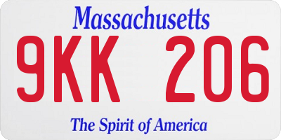 MA license plate 9KK206