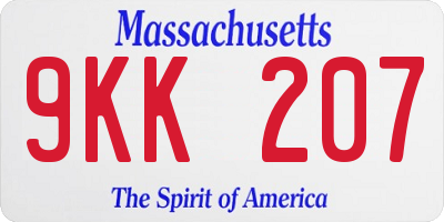 MA license plate 9KK207