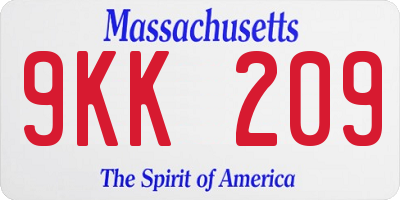 MA license plate 9KK209
