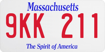 MA license plate 9KK211