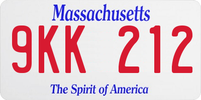 MA license plate 9KK212