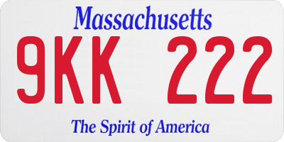 MA license plate 9KK222