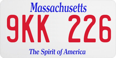 MA license plate 9KK226