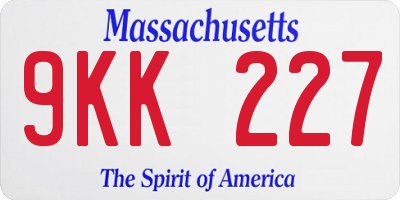 MA license plate 9KK227