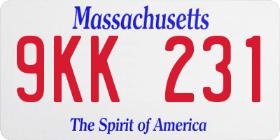 MA license plate 9KK231