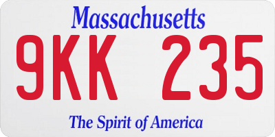 MA license plate 9KK235