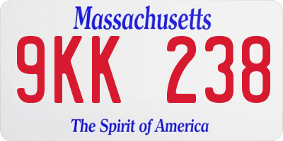 MA license plate 9KK238