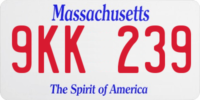 MA license plate 9KK239