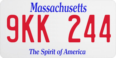 MA license plate 9KK244