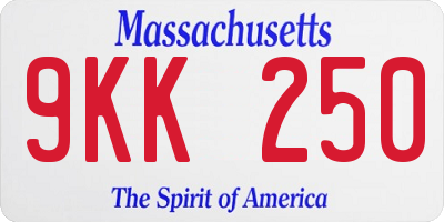 MA license plate 9KK250