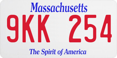 MA license plate 9KK254